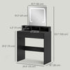 HOMCOM Makeup Vanity Desk with Mirror, 3 Colour LED Lights, Drawers, Black