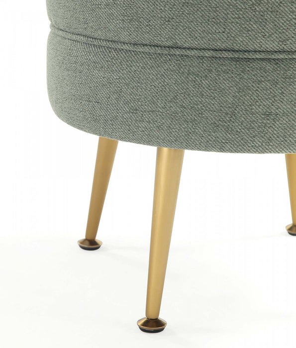 Bailey Mid-Century Modern Upholstered Accent Ottoman in Sage Green - Set of 2
