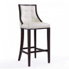 Fifth Avenue Traditional Wood Upholstered Barstool in Pearl White - Set of 3 | Tabouret de bar traditionnel en bois Fifth Avenue avec assise rembourree, blanc perle – Lot de 3