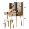Isabella 4-Drawer Vanity Table Set with LED Mirror and Metal Legs,Yellow Brown Mirror Cabinet  | Isabella Ensemble de coiffeuse 4 tiroirs avec miroir LED et pieds en metal, Brun Jaune