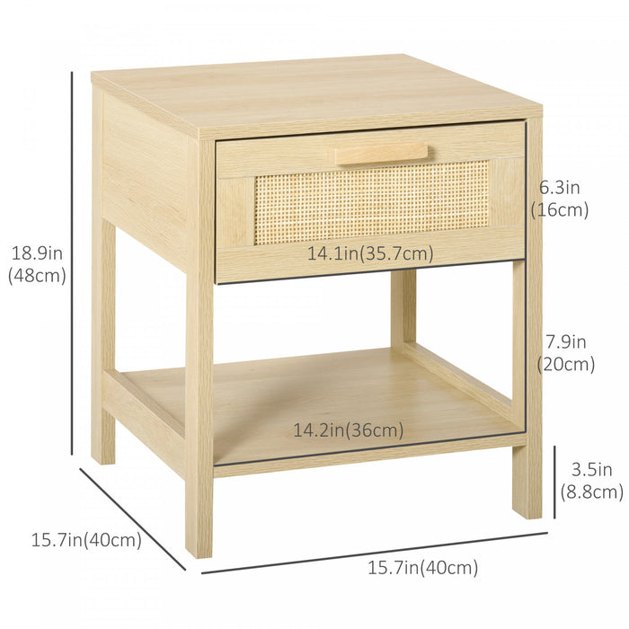 HOMCOM Nightstand Bedside Table End Table Storage Organizer W/ Drawer Shelf