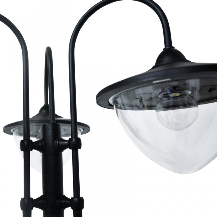 Outsunny 3-head LED Solar Light Lamp Street Light Post With Planter, Solar-powered Lamp Post, Black