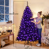 HOMCOM 6ft Pre-lit Black Christmas Tree with 680 Purple LED Lights, Black