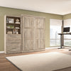 Bestar Pur Queen Murphy Bed and Shelving Unit with Drawers 101-Inch Wall Bed - Rustic Brown|Grand lit escamotable mural Pur de Bestar de 101 po avec tablettes et tiroirs - brun rustique