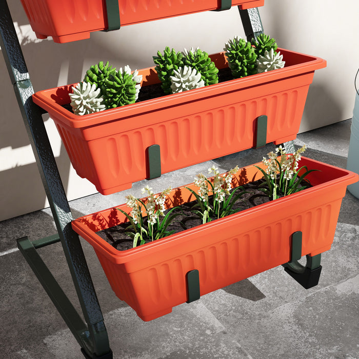 Outsunny 5-tier Vertical Raised Garden Bed With 5 Planter Boxes, Red