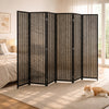 HOMCOM 6 Panel Room Divider with Handwoven Bamboo, Folding Privacy Screen
