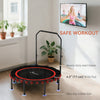 Soozier 48" Foldable Rebounder Trampoline for Adult, Mini Trampoline Indoor with 5-Level Adjustable Handle, Quiet and Safe Bungee Rebounder