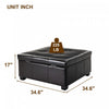 Liam 34.25" Large Square Faux Leather Ottoman Coffee Table with Storage,Chocolate  | Liam Ottoman Coffre Carre Large de 34,25" en Simili Cuir avec Rangement, Chocolat