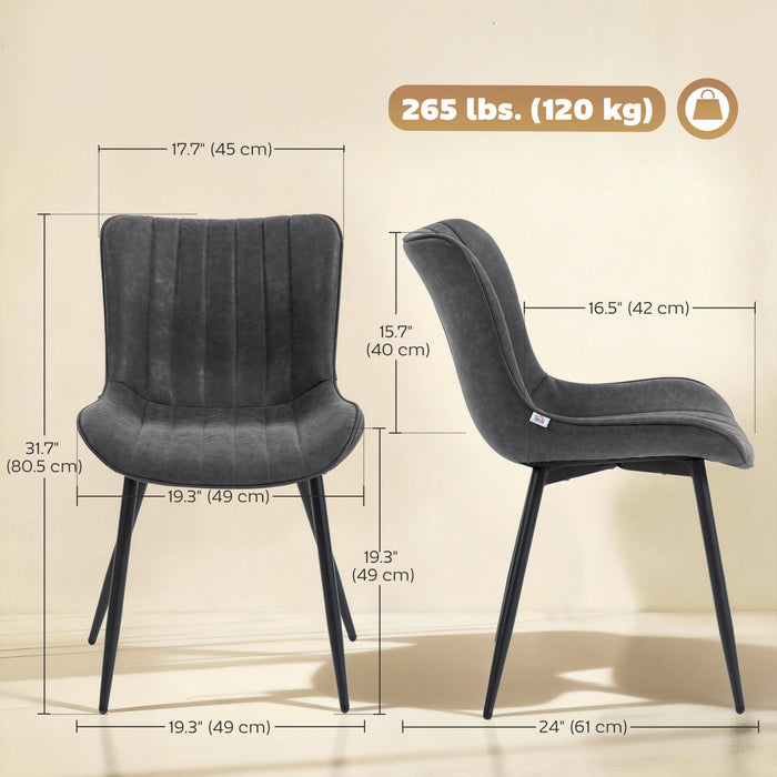 HOMCOM Dining Chairs Set of 4 with Backrest and Steel Legs, Black