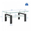 Liam Modern Rectangle Clear Tempered Glass Coffee Table,Black | Table basse moderne rectangulaire en verre trempe transparent Liam, noire