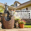 Outsunny Outdoor Fountain with 4-Tier Jugs, Garden Fountain with LED Lights