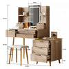 Victoria 7-Drawer Vanity Table Set with LED Mirror and Metal Legs,Yellow Brown Mirror Cabinet  | Victoria Ensemble de coiffeuse 7 tiroirs avec miroir LED et pieds en metal, Brun Jaune