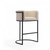 Cosmopolitan Mid-Century Modern Metal Upholstered Barstool in Cream - Set of 2 Bar Stool | Tabouret de bar rembourre en metal style cosmopolite mi-siecle moderne, creme - Lot de 2