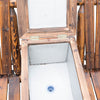 Outsunny 64" Double Wooden Garden Bench With Table, Rustic Brown
