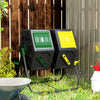 Outsunny 34.5 Gallon Composter, Dual Chamber Compost Bin, Yellow And Green|Outsunny Bac A Compost A Double Chambre De 34,5 Gallons Avec Pieds En Acier