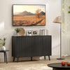 HOMCOM Sideboard, Fluted Buffet Cabinet with Adjustable Shelves, Black