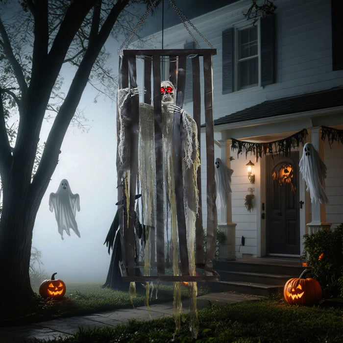 Outsunny Animated Halloween Decoration, Animatronics Skeleton Reaper