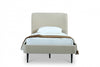 Heather Mid-Century Modern Velvet Upholstered Twin Bed in Cream and Black | Lit jumeau Heather style milieu du siecle moderne, tapisse de velours creme et noir