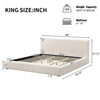 Connor Upholstered Platform Bed with Linen Headboard and Footboard,King Size,Beige King Bed  | Lit plateforme rembourre Connor avec tete et pied de lit en lin, taille King, beige