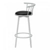 Barstool Set Of 2 Swivel Bar-Height Grey Metal Black Leather-Look Contemporary Modern|Ensemble de 2 tabourets bar pivotants de hauteur bar de style moderne contemporain avec métal gris et apparence cuir noir