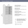 Bestar Florence 36" Modular Reach-In/Walk-In Closet System Tower with LED Light, Shelves and 4 Drawe|Système de tour garde-robe et pièce-penderie modulaire Florence de Bestar de 36 po avec éclairage à