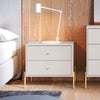 Manhattan Comfort Jasper Nightstand with Steel Gold Legs - White Gloss|Table de nuit Jasper de Manhattan Comfort avec pattes en acier doré - blanc lustré