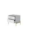 Manhattan Comfort Jasper Nightstand with Steel Gold Legs - White Gloss|Table de nuit Jasper de Manhattan Comfort avec pattes en acier doré - blanc lustré