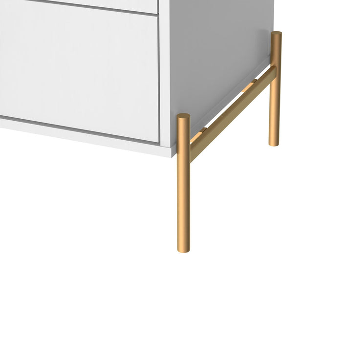 Manhattan Comfort Jasper Nightstand with Steel Gold Legs - White Gloss