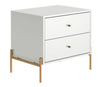 Manhattan Comfort Jasper Nightstand with Steel Gold Legs - White Gloss|Table de nuit Jasper de Manhattan Comfort avec pattes en acier doré - blanc lustré