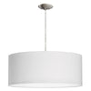 Dainolite 3 Light Drum Pendant 22" Dia Satin Chrome Finish White Shade/Diffuser Lamp|Luminaire suspendu de Dainolite de 22 po de diamètre avec abat-jour cylindrique blanc qui diffuse la lumière, fini chromé satiné et 3 ampoules