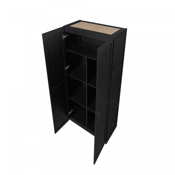 Cornelia Modern 30\" Storage Cabinet in Black (7-Shelf) - Set of 2 Bookcase