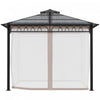 Outsunny 9' X 10' Double roof Hardtop Gazebo With Nettings curtains Khaki