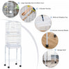Pawhut 62" Bird Cage Budgie Cage With Wheels, Detachable Stand, Storage, White|Pawhut 62" Cage Pour Oiseaux Cacatoes Maison De Jeu Pinson Fournitures Pour Animaux Avec Roues Blanc