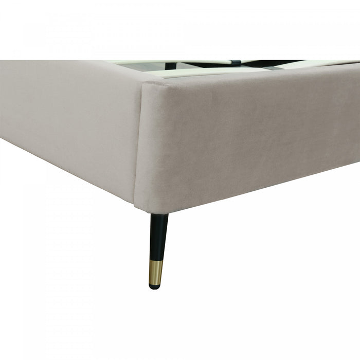 Crosby Modern Upholstered Velvet Full Bed in Greige
