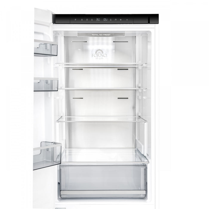 Forno Custodia 24\" Bottom Freezer, 10.3 cu.ft., Left Swing, Ice Maker, White - FFFFD1766-24WHT-LS Refrigerator