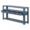Ava 62.2'' Large Entryway Table with Drawers and Open Shelves,Navy Blue Sofa Table  | Table d'entree Ava 62,2'' avec tiroirs et etageres ouvertes, bleu marine