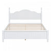 Jessie Retro Style Platform Bed with Wooden Slat Support,Queen Size, White Queen Bed | Jessie Lit plateforme style retro avec support a lattes en bois, Taille Queen, Blanc