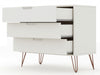 Rockefeller Mid-Century Modern 35" Dresser in Off White (3-Drawer) - Set of 2 | Commode Rockefeller Mid-Century Modern 89 cm en blanc casse (3 tiroirs) - Lot de 2