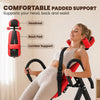 Soozier Heavy Duty Inversion Table with Protective Belt, 20°/40°/60°/90° Adjustable Folding Back Stretcher Machine with Headrest, Lumbar Support for Stress Relief for Home Use, Red