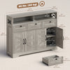 HOMCOM Sideboard, Buffet Cabinet with 4 Barn Doors and 3 Drawers Grey
