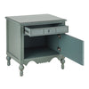 Amelia Vintage 24" Nightstand with Carved Drawer and Cabinet,Blue | Amelia Table de Nuit Vintage de 24" avec Tiroir Sculpte et Cabinet, Bleu