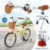 Costway 18" Kids Bike With Height Adjustable Handlebar Seat Basket Bell Training Wheels Yellow