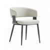 Luce Modern Metal Textured Vegan Leather Dining Chair in Oatmeal | Chaise de salle a manger moderne Luce en metal texture et cuir vegetalien couleur avoine