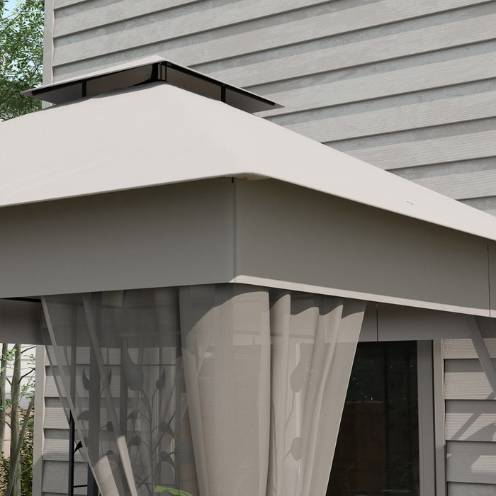 Outsunny 10' X 10' Patio Gazebo, Outdoor Gazebo Canopy, Light Grey