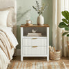 HOMCOM Nightstand Bedside Table with Shelf, 2 Drawers, White and Walnut