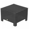 Outsunny Patio Rattan Ottoman w/ Cushion and Metal Frame for Garden, White