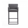 Ambassador Mid-Century Modern Metal Upholstered Barstool in Gray - Set of 2 Bar Stool | Tabouret de bar rembourre en metal gris style mid-century modern Ambassador - Lot de 2