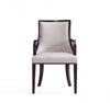Grand Traditional Wood Upholstered Armchair in Light Gray - Set of 2 Dining Chair | Grand fauteuil traditionnel en bois avec accoudoirs, revetement tissu gris clair - Lot de 2