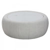 Demi Round Upholstered Storage Ottoman with Faux-Marble Tray Top and Hidden Storage - Cream | Demi Pouf rond rembourre avec plateau faux marbre et rangement cache - Creme