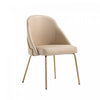 Gracie Modern Metal Vegan Leather Dining Chair in Tan and Gold | Chaise de salle a manger moderne Gracie en metal et cuir vegetalien, coloris beige et or